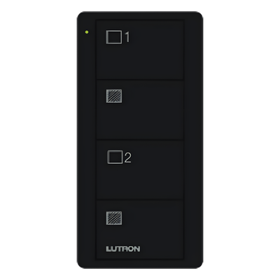 Control remoto inalámbrico Pico de 4 botones para dos grupos de persianas o cortinas, color negro brillante, compatible con Caseta Wireless, RA2 Select y RadioRA 2 y 3