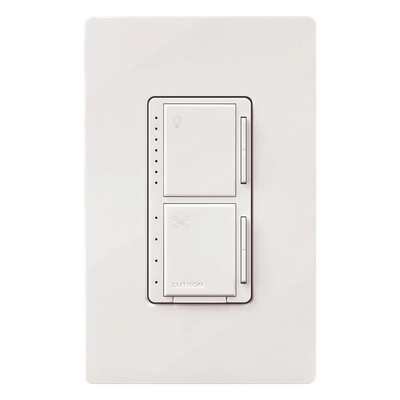 Control de pared dual Maestro LED+ para ventilador de techo y luz: 4 velocidades y atenuador de 75 W LED o 250 W incandescente, 120 V, unipolar, sin cable neutro