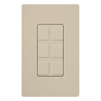 Marco de 6 puertos para conectores snap-in de red, teléfono, fibra o coaxial, acabado satinado color Taupe, línea Satin Colors; la placa de pared se vende por separado