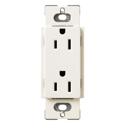 Contacto dúplex de pared 15 A con conexión a tierra, línea Satin Colors de Lutron, color Biscuit