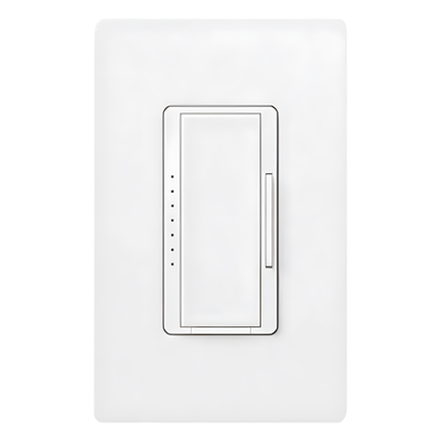 Atenuador de pared Maestro de 600 W incandescente/halógeno y 600 VA MLV con cable neutro, unipolar o multilocalización, para sistema RadioRA 2, color blanco