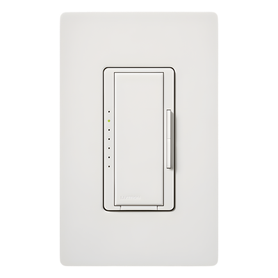 Atenuador de pared PRO LED+ con fase seleccionable y neutro opcional, 250 W LED/CFL o 500 W incandescente/halógeno/ELV, 120 V, para RadioRA 2 y RA2 Select, acabado Satin Snow