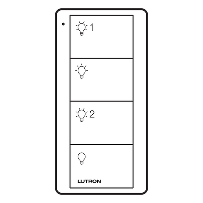 Control remoto inalámbrico Pico de 4 botones para 2 grupos de carga, sin cableado, multi-sistema Lutron
