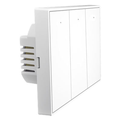 Interruptor On/Off panel táctil touch inalámbrico ZigBee Plus 3 botones. Compatible Control Akubela