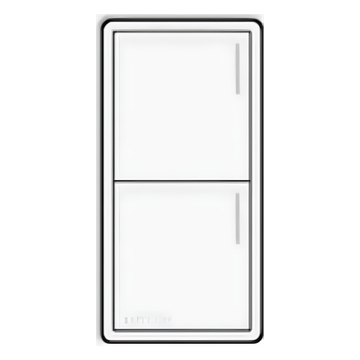 Botonera híbrida Sunnata RF de 2 botones con dimmer integrado, acabado blanco, para RadioRA 3