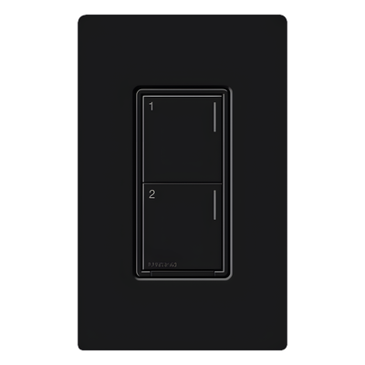 Botonera Sunnata híbrida negro, 2 botones, dimmer/interruptor con controlador de carga, requiere neutro, para RadioRA 3