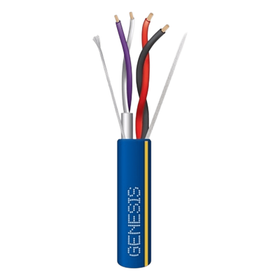 Bobina de 305 Metros (1000 Pies) / Cable 2 x 18 + 2 x 22 AWG / Color Azul con Línea Amarilla / Par 22 AWG Blindado / para Aplicaciones de Control de Iluminación
