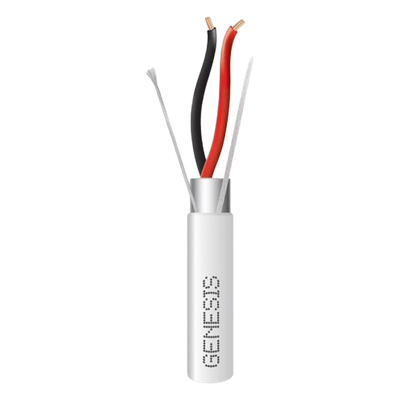 Bobina de 305 Metros (1000 Pies) de Cable 2 x 22 AWG BLINDADO / PLENUM / Color Blanco / Para Aplicaciones de Audio, Seguridad y Control