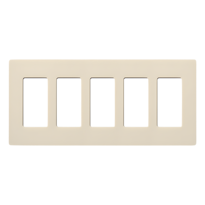 Placa de pared de 5 espacios (gangs), color almendra, diseño modular para controles de pared