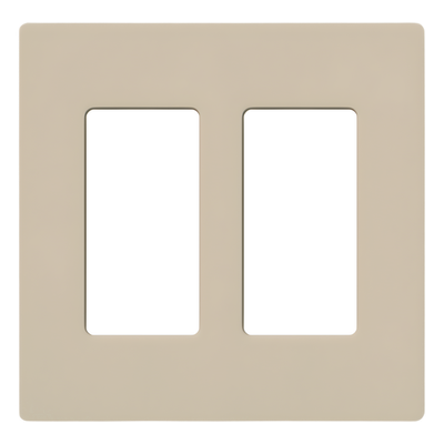 Placa de pared de 2 espacios sin tornillos visibles, acabado satinado color taupe, para atenuadores, apagadores y controles Lutron de estilo Designer
