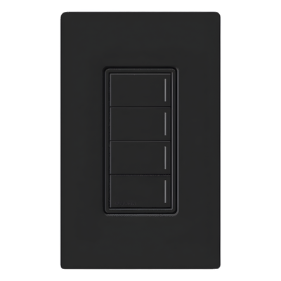 Botonera híbrida Sunnata con dimmer integrado, 4 botones, para RadioRA 3, color negro