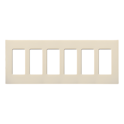 Placa de pared Claro sin tornillos para 6 dispositivos, color almendra claro, para controles Lutron tipo decora