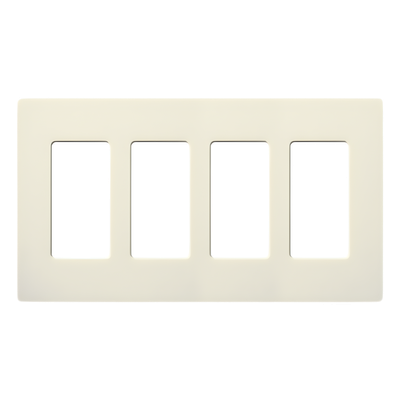 Placa de pared Satin Colors de 4 espacios sin tornillos visibles, color biscuit, para atenuadores, switches y controles Pico