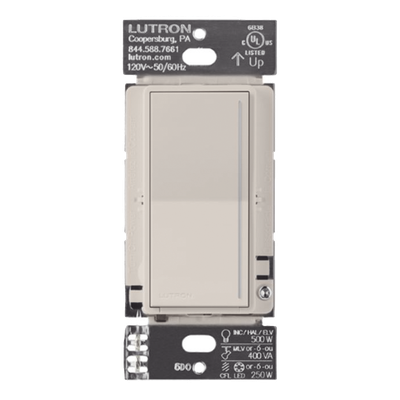 Atenuador de pared táctil RadioRA 3 Sunnata PRO, requiere neutro, hasta 250 W LED/CFL, compatible con 3 vías, taupe