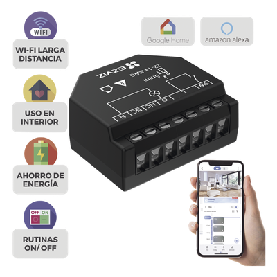 Relevador Wi-Fi  Inteligente / Ideal Para Control de Iluminación / 1 Salida para un Apagador / Control Remoto / Horarios Personalizados / Registro de Consumo 