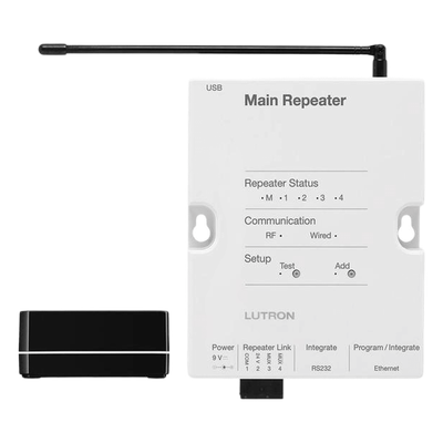 Paquete base para sistema de iluminación RadioRA 2 con repetidor principal y Connect Bridge para control desde la app Lutron Connect