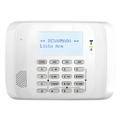 Teclado alfanumérico direccionable con receptor inalámbrico integrado, compatible con transmisores de la serie 5800