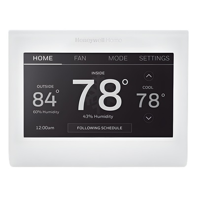 Termostato Wi-Fi con pantalla táctil a color, control remoto vía app, compatible con sistemas convencionales o bomba de calor, uso residencial y comercial ligero