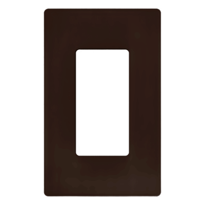 Placa de pared Claro de 1 espacio (1-gang) sin tornillos visibles, apertura tipo decorador, acabado brillante color café, para atenuadores e interruptores Lutron