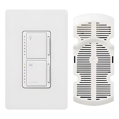 Control de pared Maestro para ventilador de techo y luz, atenuador de 300 W, 7 velocidades silenciosas, multilocalización, incluye módulo de canopy, color blanco