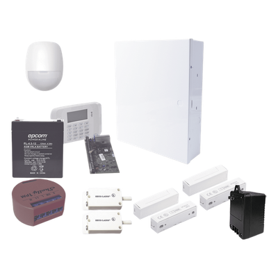Kit de panel de alarma híbrido de 48 zonas con receptor inalámbrico, sensores incluidos y control inteligente de un circuito eléctrico