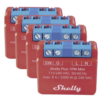 KIT 4 piezas Mini Interruptor inteligente con Wi-Fi, medición de consumo, 1 canal 8A, compatible con asistentes de voz Alexa y GoogleHome