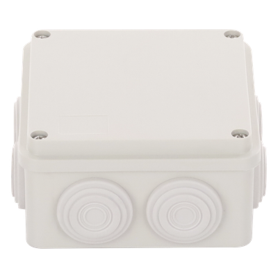Caja Derivación-Conexión de Plástico (100 X 100 X 54 mm) con 7 Glándulas de Goma. Para Instalaciones Comerciales, Residenciales e Industriales. Incluye Tornillería para su Tapa. 