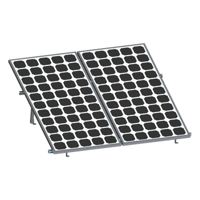 Montaje para 2 Paneles Solares, Riel "8" de 2700mm para Módulos con Espesor de 30-35mm, Velocidad de Viento Máx. 136km/h