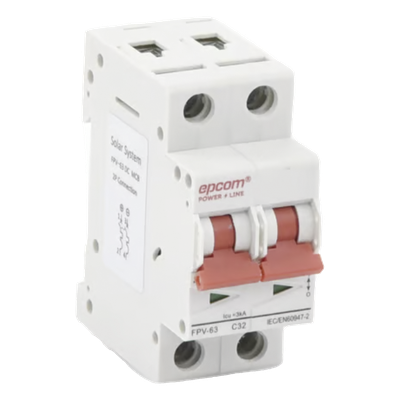 Protección Térmica/ Interruptor 2P, 32A,  Corriente Directa  800 Vcc para Aplicación Fotovoltaica Montaje Riel DIN