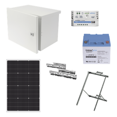 Kit de Alimentación PV para CCTV 12 Vcc Hasta Máximo 14 Watts para Cámara y Enlace