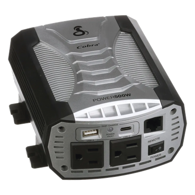Inversor de Potencia / 500W Continuos / 1000W Pico / 2 Salidas AC GFCI / USB-A y USB-C Carga Rápida / Protección Pentagon / 12V DC a 115V AC 