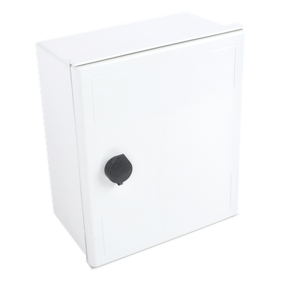 Gabinete de Poliéster IP65 Uso en Intemperie (250 x 300 x 140 mm) con Placa Trasera Interior de Plástico (Incluye Chapa y Llave).