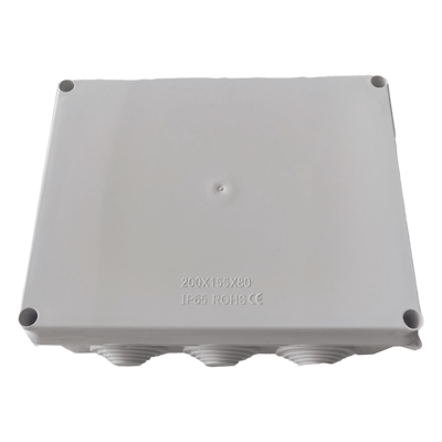 Caja de Derivación-Conexión para Exterior IP65 con 10 Entradas / 200 x 155 x 80 mm / Sellado Seguro con Empaque + 4 Tornillos / Resiste Agua, Polvo y Sol Directo