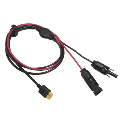 Cable 2.5 m, Negro, Calibre 12 AWG con Terminales MC4 Macho y Hebra para Terminal XT60