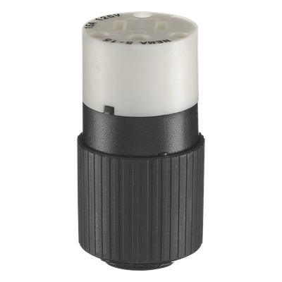 Conector de 15 A 125 V CA/ 2 Polos 3 Hilos/ Grado Industrial/ Color  Blanco y Negro/ NEMA 5-15R.