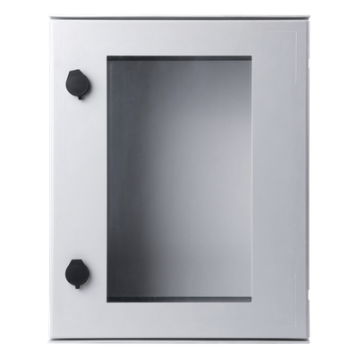 Gabinete de Poliéster IP65 Puerta Transparente, Uso en Intemperie (400 x 500 x 200 mm) con Placa Trasera Interior de Plástico (Incluye Chapa y Llave).