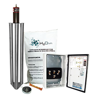 Kit Antivandalico de Puesta a Tierra de 100 Amperes con Electrodo, Filtro y Compuesto H2Ohm.