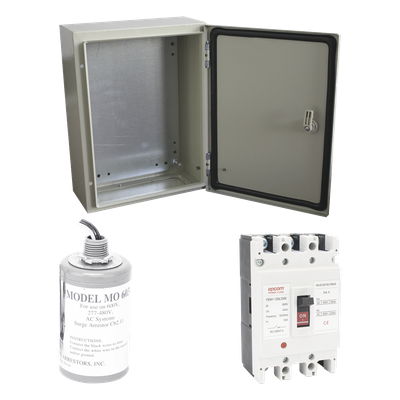 Kit de Centro de Carga Trifasico Para Corriente Alterna, Breaker de hasta 690 Vc de 125 A con Supresor de Descargas Atmosféricas.