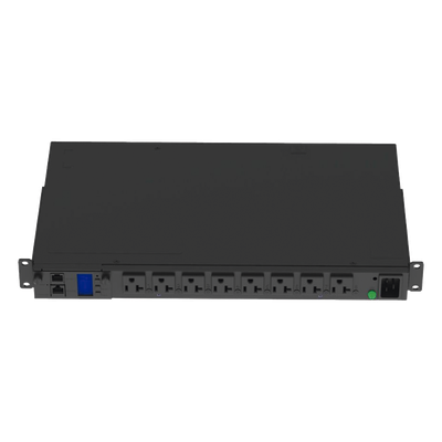 PDU Switchable y Monitoreable por Toma (MS) para Distribución de Energía, Enchufe de Entrada NEMA L5-20P, Con 8 Salidas 5-20R, Horizontal 19in, 120 Vca, 15 Amp, 1UR