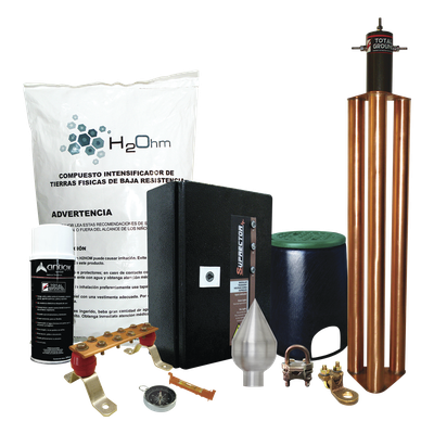 Kit con Punta Pararrayos de Aluminio y Supresor de Picos Clase B con Accesorios de Instalación. 