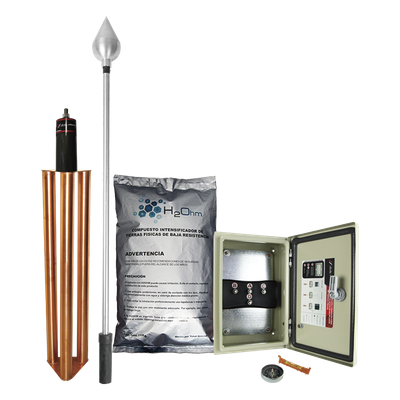 Kit de Pararrayo con Punta en Aluminio con Diámetro de Protección de 160 metros. 