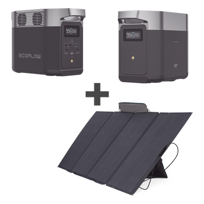 Kit de Estación de Energía Portátil 1024Wh + Batería Externa 1024Wh + Panel Solar Flexible 400W (2024Wh Totales)