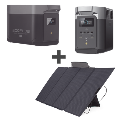 Kit de Estación de Energía Portátil 2048Wh + Batería Externa 2048Wh + Panel Solar Flexible 400W (4096Wh Totales)