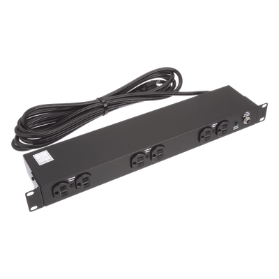 PDU Básico de Montaje en Rack, Con 6 Salidas Frontales NEMA 5-15R,  Enchufe de Entrada NEMA 5-15P, de 19in, 1UR, 15 Amp, 120 Vca 