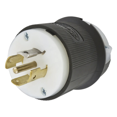 Clavija Industrial con Bloqueo de Media Vuelta / 20 A 120/208 V CA / 4 Polos 5 Hilos / Color Blanco y Negro / Nema L21-20P/ Grado Industrial