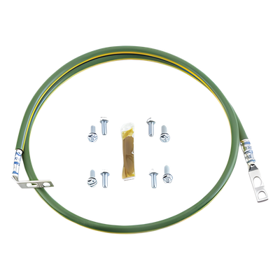 Jumper para Aterrizar Equipos en Racks o Gabinetes, 6 AWG, con Terminal Doblada a 45 Grados, Para Conexión a Tierra y Terminal Recta Para Equipos, 61 cm de Largo 
