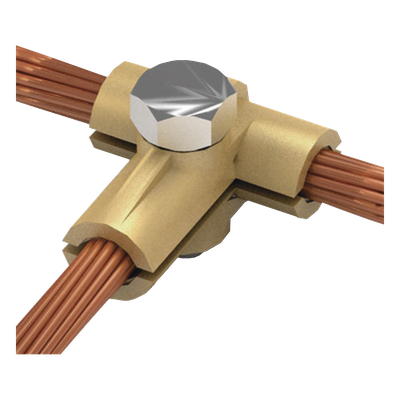 Conector tipo T de latón para diametro 50-70 mm2 cable (1/0-2/0 AWG)