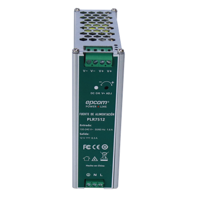 Fuente de alimentación /Entrada: 100-240 Vac /Salida: 12 Vcc / 6.3 A / 75 W / din rail