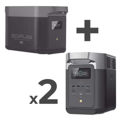 Kit de Estación de Energía Portátil 2048Wh + 2 Baterías Externas 2048Wh (6144Wh Totales)