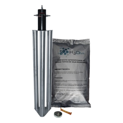 Kit Antivandalico de Puesta a Tierra de 100 Amperes con Electrodo, Filtro y Compuesto H2Ohm.